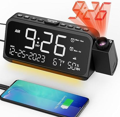 Mesqool Projection Alarm Clock for Bedroom, Digital Clock by Mesqool