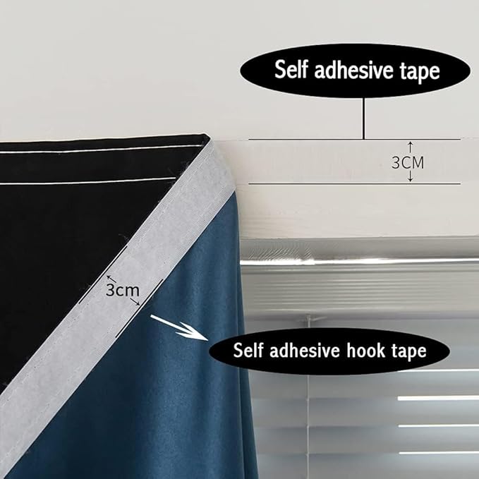 Adhesive Curtain 100% Blackout No-Drill Easy Install - Image 6