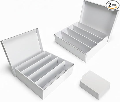 Calenzana 3200-Count Trading Cardboard Card Storage Boxes 2 Pack, 4 Row White by Calenzana