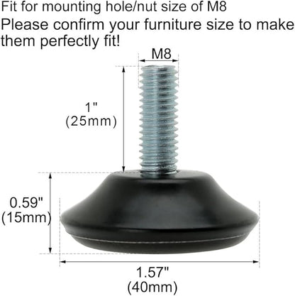 uxcell M8 x 25 x 40mm Screw on Furniture Glide Leveling Feet Floor Protector - Image 2
