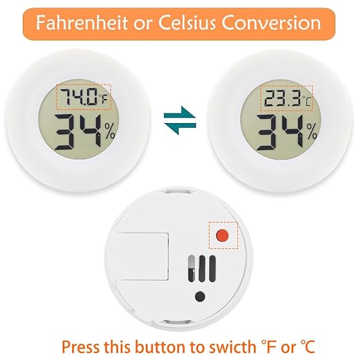 Digital Mini Thermometer Round Hygrometer, LCD Display, Indoor Temperature - Image 6