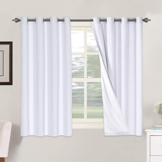 H.VERSAILTEX Linen Blackout Curtains 54 Inches Long 100% Blackout Thermal by HVERSAILTEX