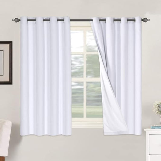 H.VERSAILTEX Linen Blackout Curtains 54 Inches Long 100% Blackout Thermal by HVERSAILTEX