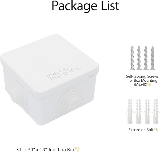 LeMotech Junction Box, ABS Plastic IP55 Water Resistant and Dustproof, - Image 8