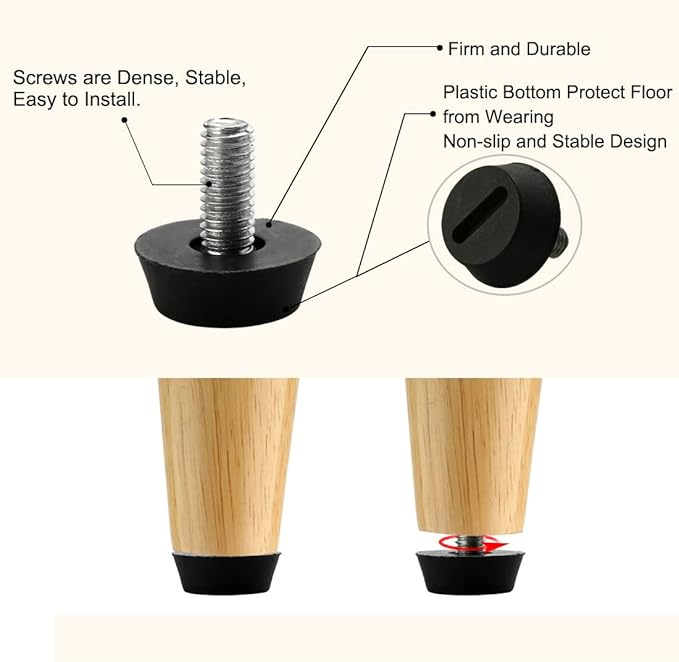 uxcell M6 x 13 x 20mm Furniture Glide Leveling Feet Adjustable Leveler Floor - Image 4