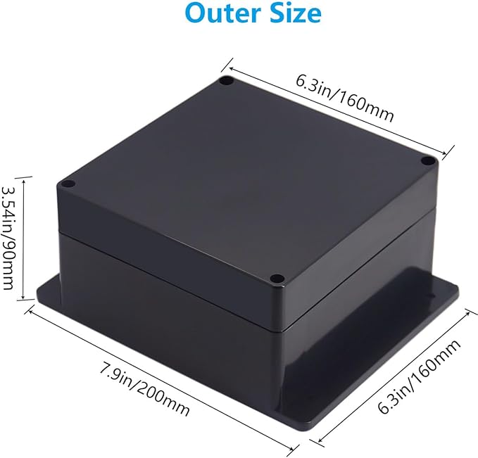 Outdoor Waterproof Junction Box IP67 Project Box ABS Black Electrical Boxes - Image 2