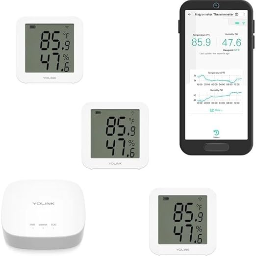 YoLink Indoor Hygrometer Thermometer, 2-Year Data Storage Export, Advanced by YoLink