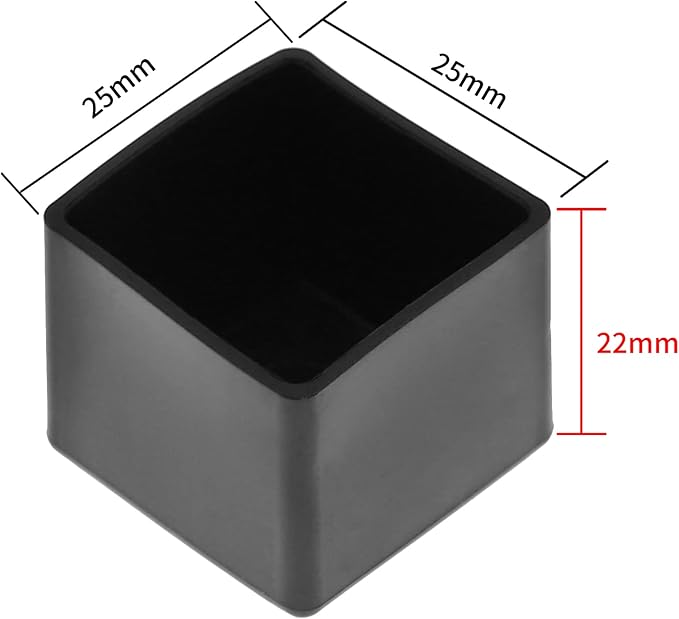 10Pcs 1" Square Chair Leg Caps, 25 x 25mm - Image 2