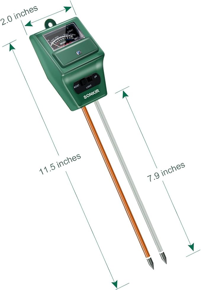 SONKIR Soil pH Meter, MS02 3-in-1 Soil Moisture/Light/pH Tester Gardening Tool - Image 6