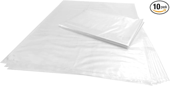 Wowfit 10 CT 24x36 Inch Clear Plastic Flat Open Poly Bags, 1.6 Mil Food-Grade – by Wowfit