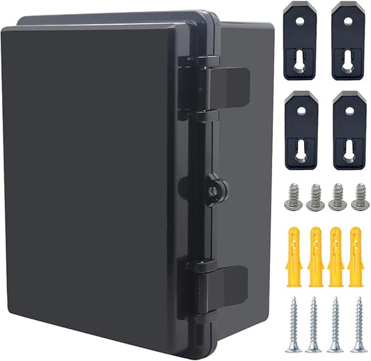Junction Box, Hinged Black Cover IP67 Waterproof ABS Project Box by Otdorpatio