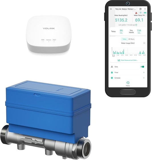 NSF Certified YoLink FlowSmart All-in-One Smart Water Meter & Auto Shutoff by YoLink