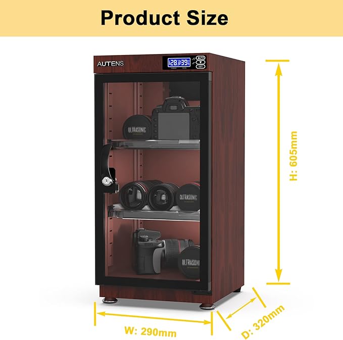 AUTENS 50L Dehumidifying Dry Cabinet Box, Wood grain Design Digital Control - Image 2