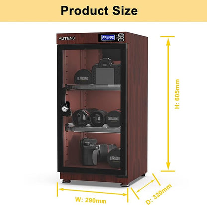 AUTENS 50L Dehumidifying Dry Cabinet Box, Wood grain Design Digital Control - Image 2