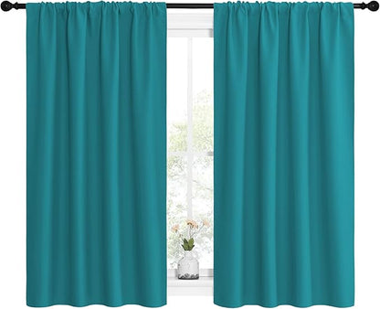 NICETOWN Peacock Blue Blackout Curtains Panels - Image 2