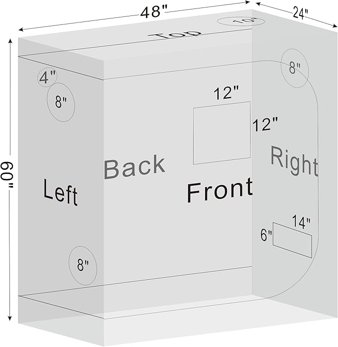 4x2 Grow Tent Plant Tent Dark Room, 600D Mylar Hydroponic 48"x24"x60" Grow Tent - Image 8