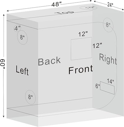 4x2 Grow Tent Plant Tent Dark Room, 600D Mylar Hydroponic 48"x24"x60" Grow Tent - Image 8