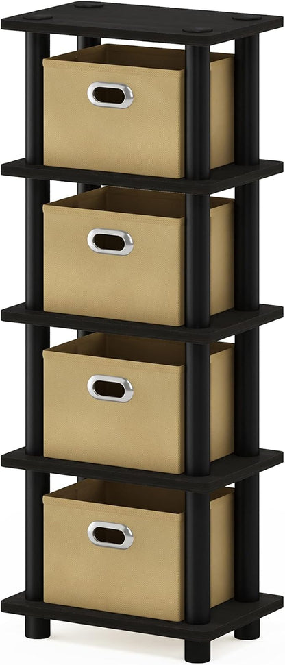 Furinno LACi 4-Bins System Rack, 11.3 x 28.8 Inch, Espresso/Black - Image 4