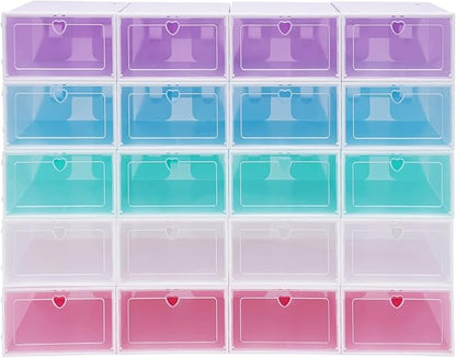 20 Pack Shoe Storage Box, Stackable Clear Plastic Shoes Organizer - Image 8