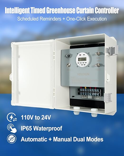 Greenhouse Roll Up Motor Timer Controller, 7 Day Programmable Dual DC Motor - Image 2