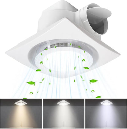 Bathroom Exhaust Fan with LED light 9.6 inch– 110 CFM, Quiet 1.0 Sones Noise - Image 2