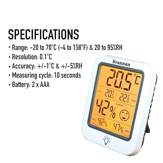 Brannan Digital Room Thermometer Hygrometer Indoor Humidity Meter Accurate - Image 4