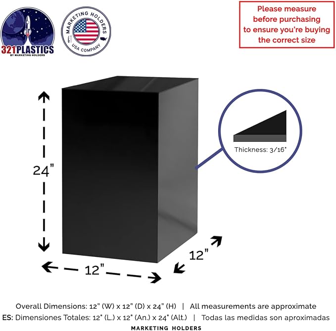 Marketing Holders Acrylic Display Riser Plinth Tall Glossy Black 5 Sided - Image 6