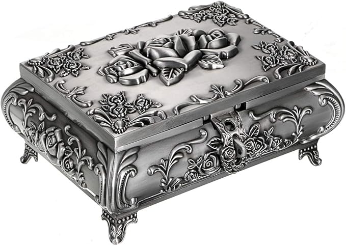 Hipiwe Vintage Metal Jewelry Box Small Trinket Jewelry Storage box - Image 3