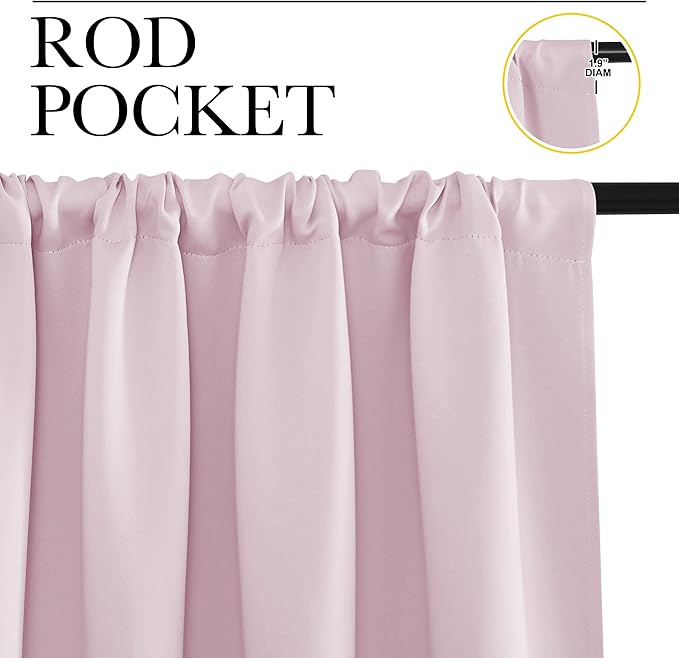 NICETOWN Blackout Curtains for Living Curtains, Baby Pink, 2 Panels, 42 by 72 - Image 2