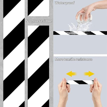 Hazard Tape - 2 Inch x 108 Feet Black & White Ultra-Adhesive Safety Stripe Tape - Image 5