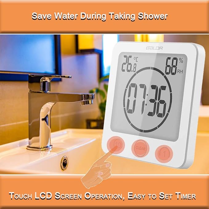 Waterproof Bathroom Wall Clock and Timer, Digital Water Resistant Hanging Timer - Image 4