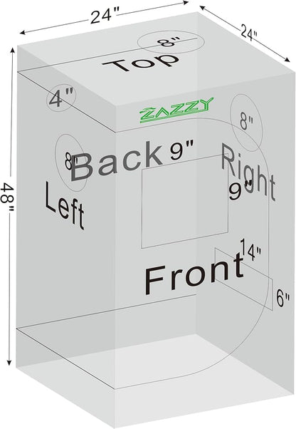 zazzy 2x2 Grow Tent 24"x24"x48"600D Mylar Hydroponic Indoor Plant Grow Tents - Image 8