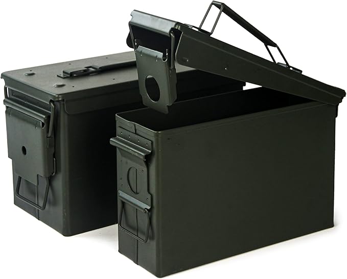 GUGULUZA Metal Ammo Can 30/50 Cal, Lockable Bullet Storage Case, Waterproof & by GUGULUZA