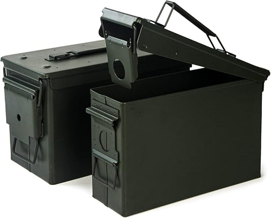 GUGULUZA Metal Ammo Can 30/50 Cal, Lockable Bullet Storage Case, Waterproof & by GUGULUZA