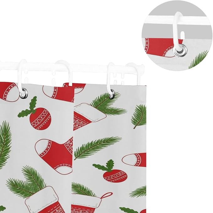 Christmas Stocking White Shower Curtain Liner 72×72 inch - Image 5