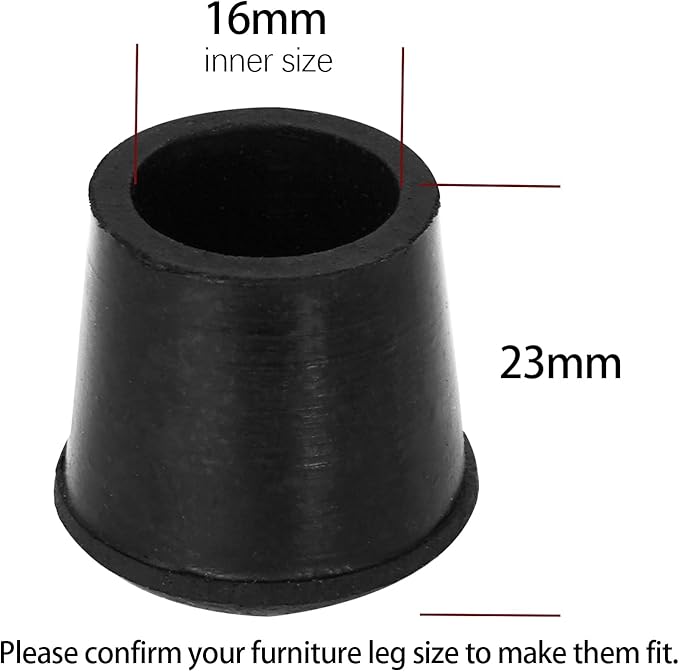 10 PCS Black Round Rubber Chair Leg Caps Tips, Vinyl Rubber End Kits, Soft - Image 2