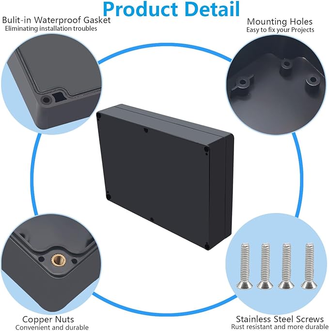 Outdoor Waterproof Junction Box IP67 Project Box ABS Black Electrical Boxes - Image 6