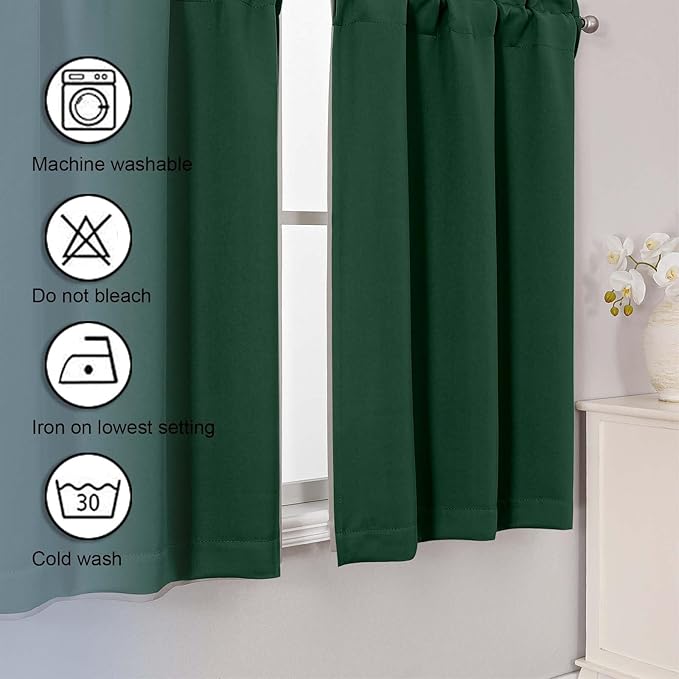 Chyhomenyc Ever Green Short Blackout Curtains 36 Inch Length, Small Kitchen - Image 7
