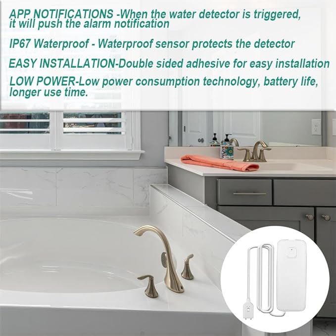 3PCS WiFi Water Leak Detector Kit, 80dB Water Sensor Alarm, Sump Pump Leakage - Image 2