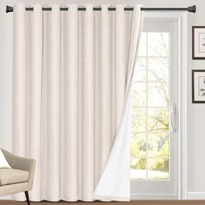 PrinceDeco Linen Blackout Curtains 108 Inch Blackout Curtains 100% Black Out by PrinceDeco