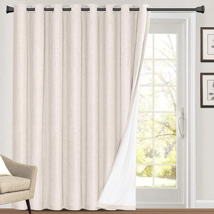 PrinceDeco Linen Blackout Curtains 108 Inch Blackout Curtains 100% Black Out by PrinceDeco