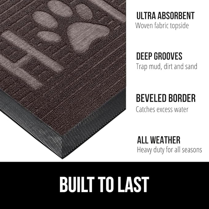 GORILLA GRIP 100% Waterproof All-Season WeatherMax Doormat US Designed Natural - Image 2