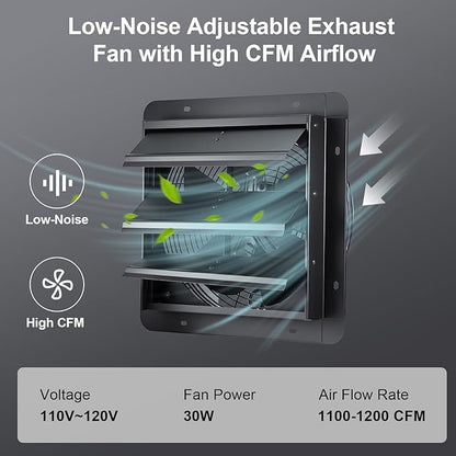 GROWNEER Solar Powered Exhaust Fan, 30W Solar Panel+12" High Speed Solar - Image 3