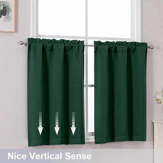 Chyhomenyc Ever Green Short Blackout Curtains 45 Inch Length, Small Kitchen - Image 6