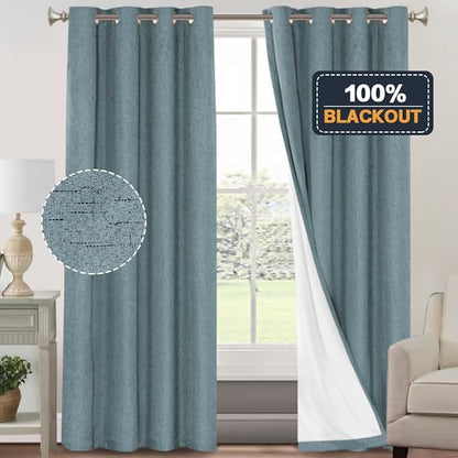 PrinceDeco 100% Blackout Linen Textured Curtains - Image 6
