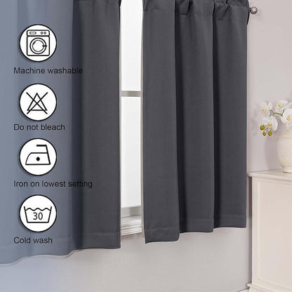 Chyhomenyc Charcoal Grey Short Blackout Curtains 36 Inch Length, Small Kitchen - Image 7