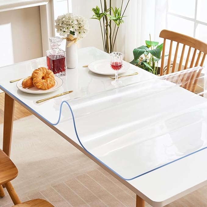 20x120 inch Long Clear PVC Table Protector Rectangular Wood Furniture Surface - Image 5