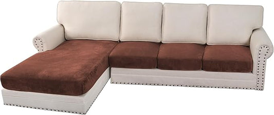 H.VERSAILTEX Velvet Stretch Sectional Couch Covers 4 Pieces Sofa Seat Cushion by HVERSAILTEX