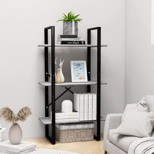 Grey 3-Tier Industrial Storage Shelf 11.8x23.6x41.3 in Matte Engineered Wood & by Unknown
