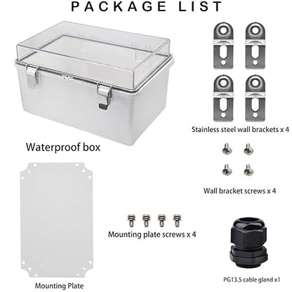 Waterproof Electrical Box, IP67 Junction Box Stainless Steel Latch Hinged Clear - Image 5
